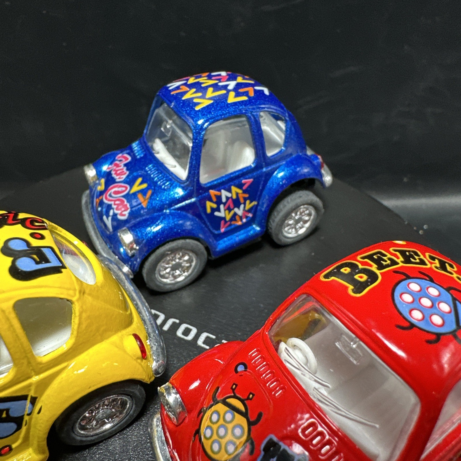 Vintage 1992 KinToy Pull Back Die Cast Metal Volkswagen Car Beetle Models Lot 3