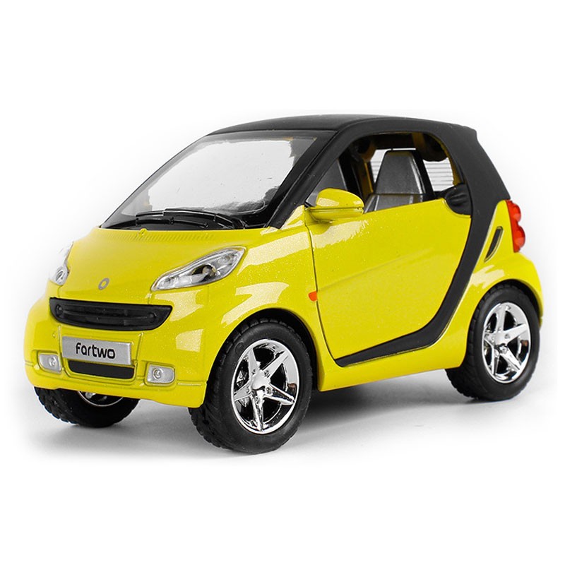 1:24 Smart ForTwo Model Car Diecast Toy Vehicle Kids Toys Boys Gifts Yellow