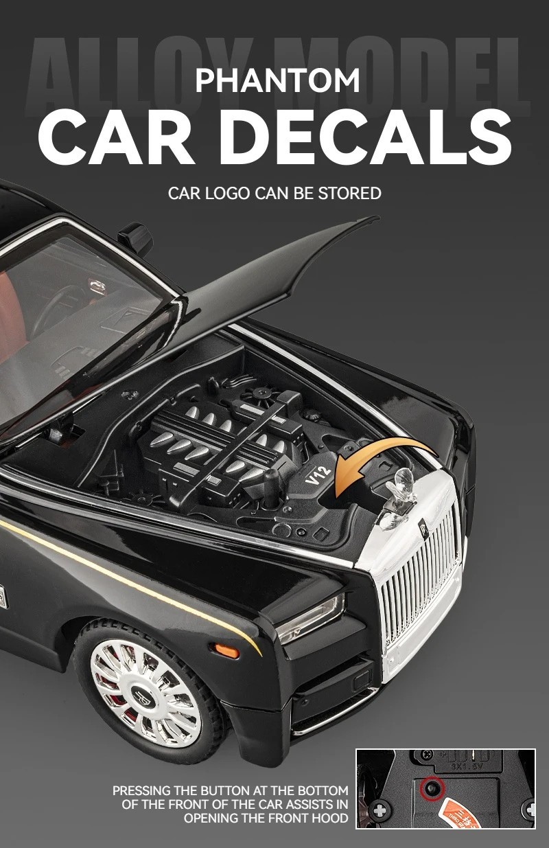 1:18 Rolls-Royce Phantom Car Alloy Model Diecast Model Collection Kids Gift