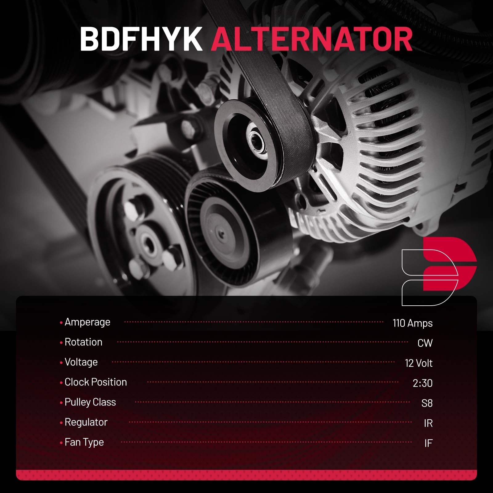 BDFHYK Alternator Compatible with Ford E-350 Super Duty/F-350 Super Duty/F-45…
