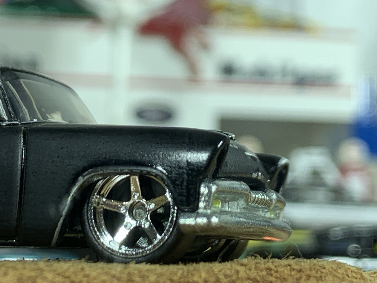 Hot Wheels Customized 1955 Plymouth Savoy Hot Rod Patina Matt Black Metal Base