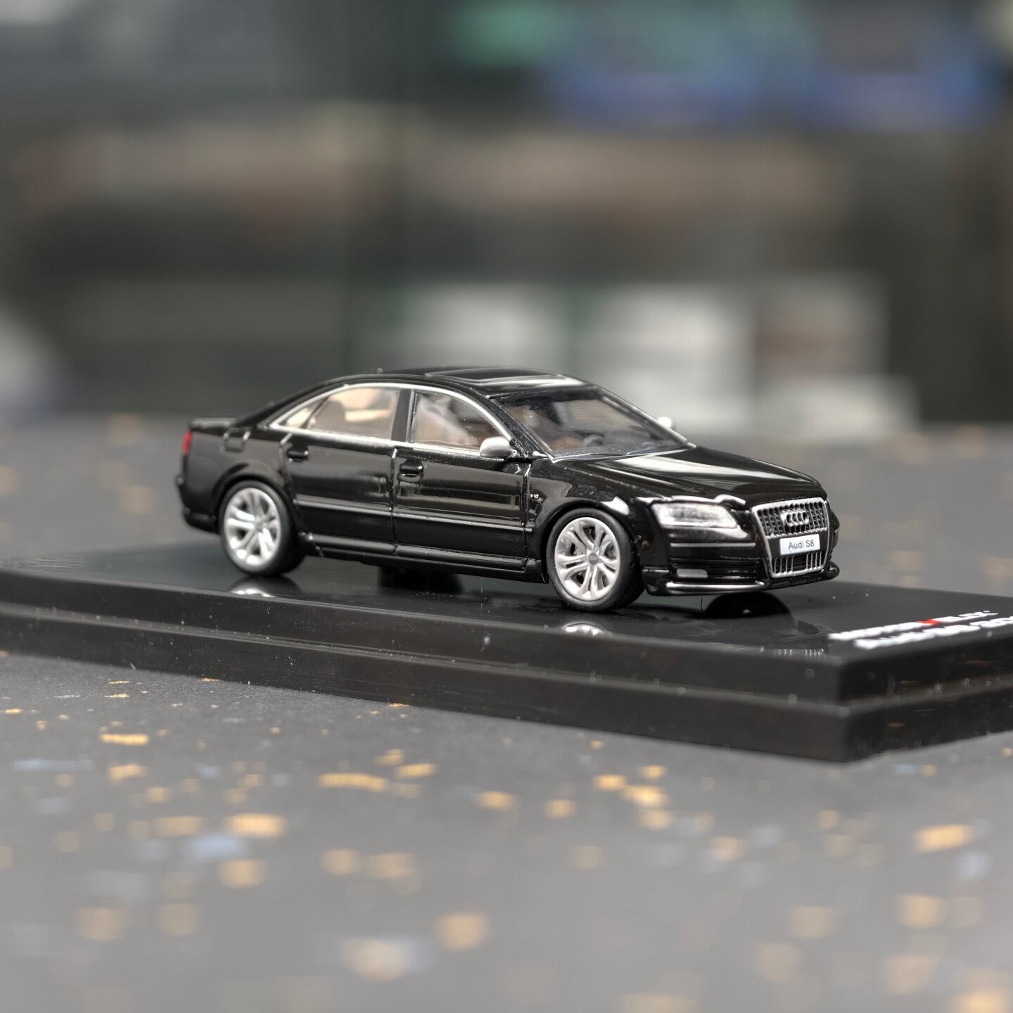 1:64 S8 2008 Black Alloy Diecast Model Car Collectible Gift Display