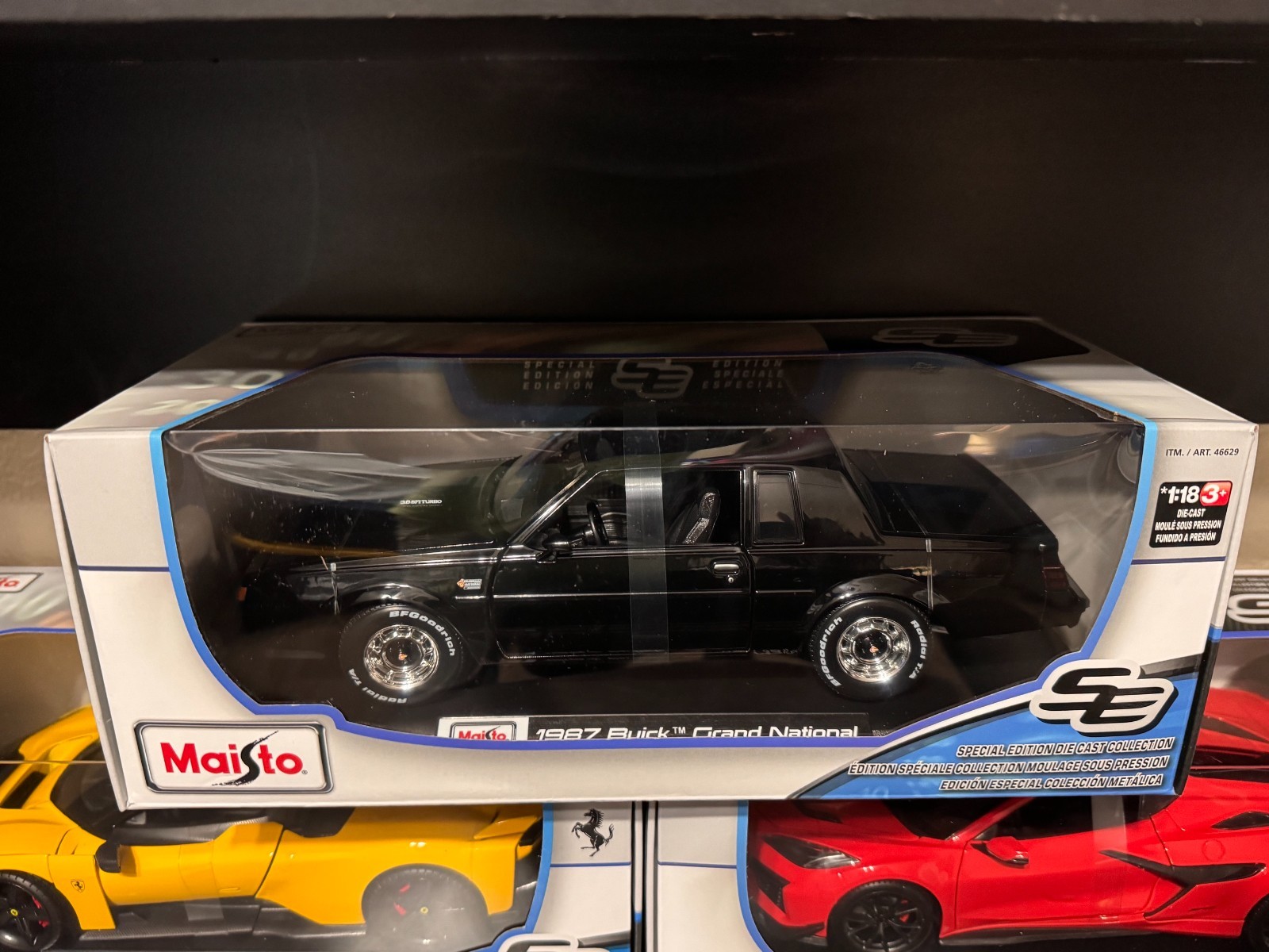 1987 BUICK REGAL GRAND NATIONAL BLACK 1/18 DIECAST MODEL CAR MAISTO 31479