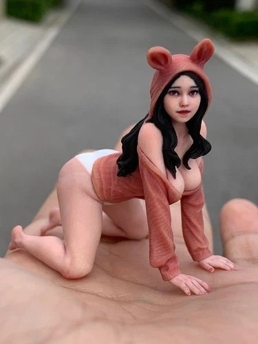 US Miniature Figure Scene Prop 1/18 Bear Sister Cute Beauty Sculpt Resin Diorama
