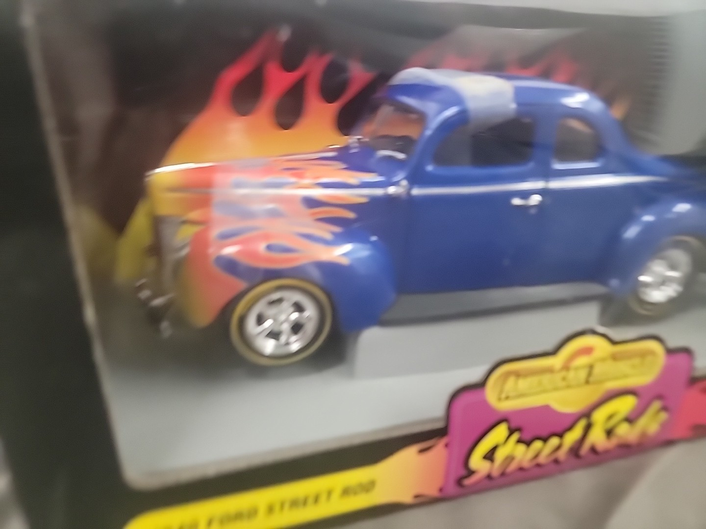 Ertl American Muscle Street Rods 1940 Ford Blue Coupe with Flames Diecast 1:18