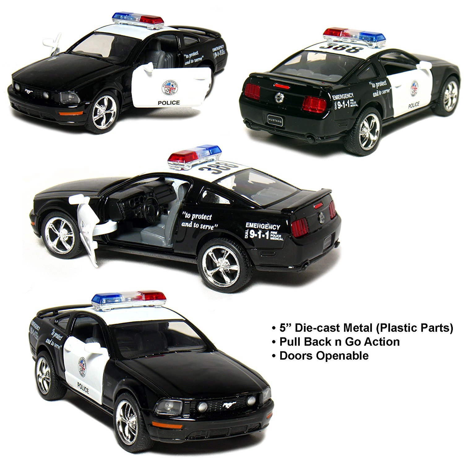 New 5″ Kinsmart 2006 Ford Mustang GT Police Car Diecast Model Toy Cop 1:38