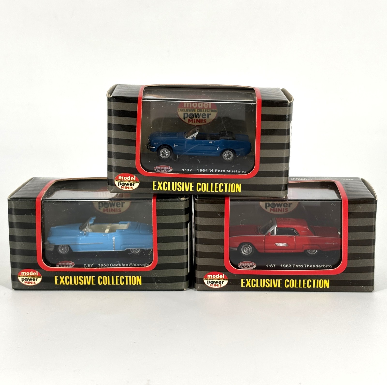 Model Power Minis 1:87 Diecast Exclusive Collection Set Ford Mustang Thunderbird