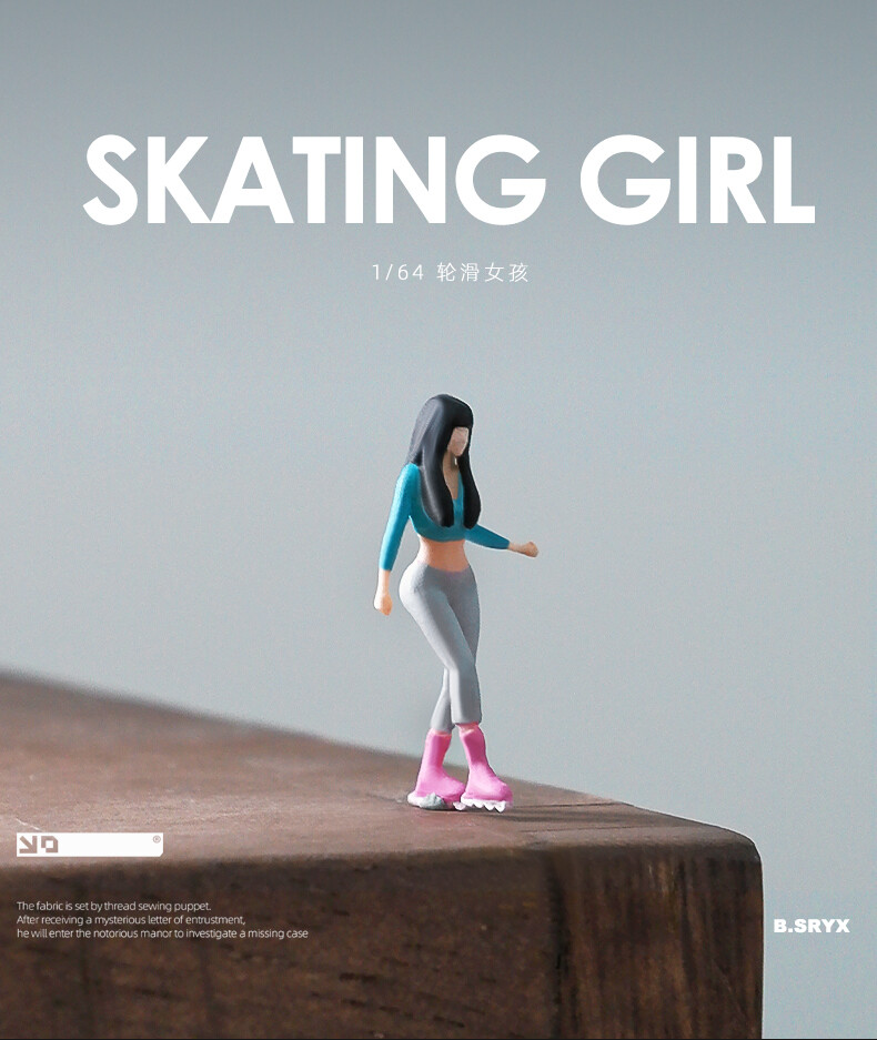 1/64 Skating Girl Finished Miniature Resin Figure Model For Cars Vehicles Toys