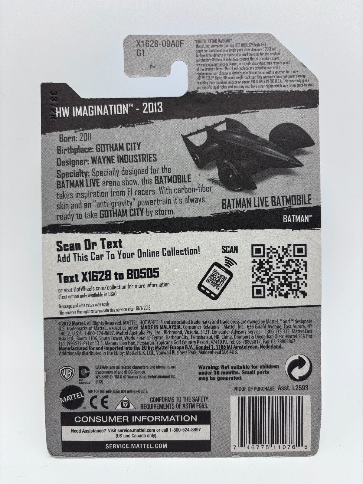 Hot Wheels HW Imagination Batman Live Batmobile Car Vehicle 2013 Sealed