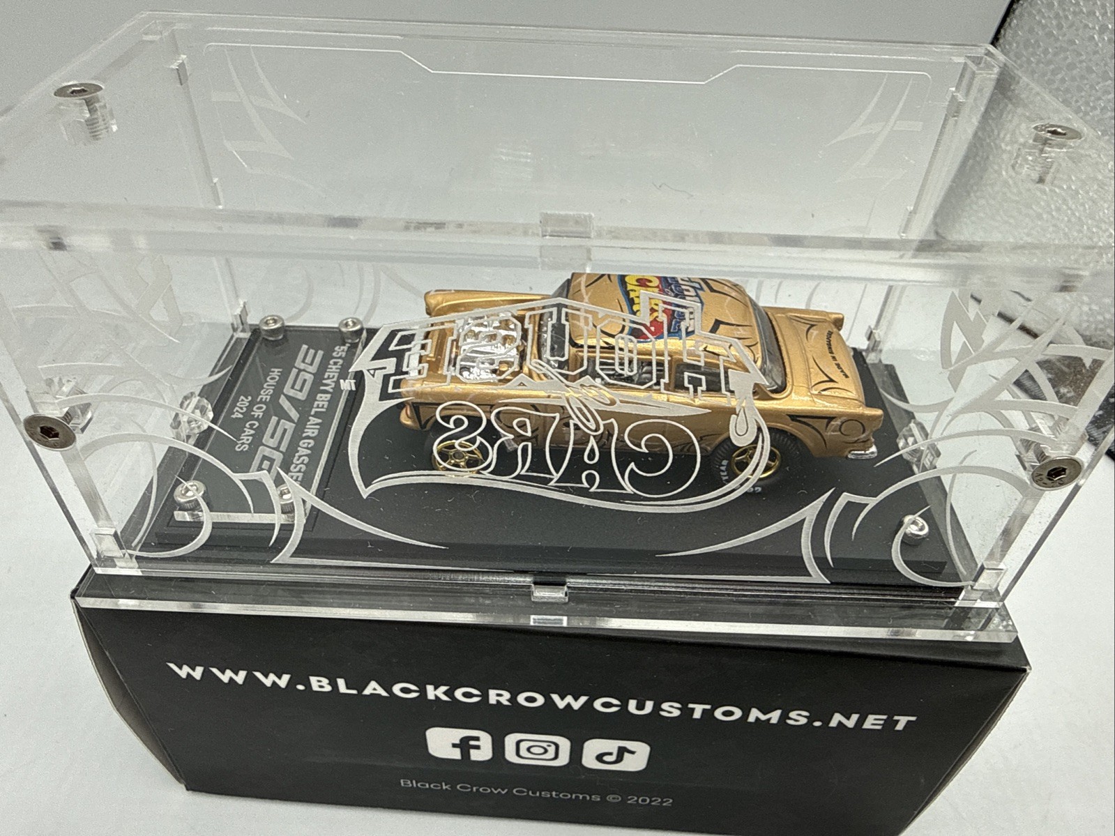 2024 BLACK CROW CUSTOMS Hot Wheels 55 CHEVY BEL AIR GASSER 39/50 House Of Cars