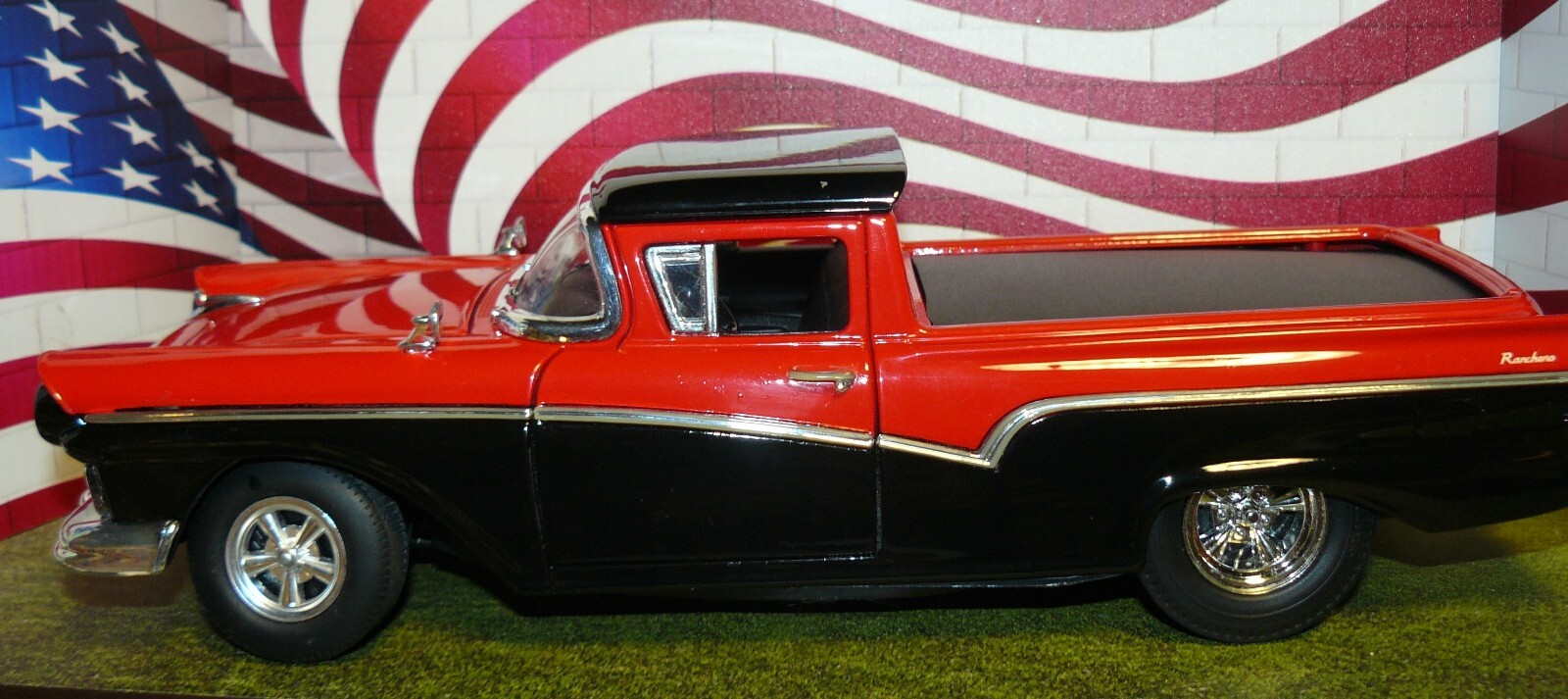 1/18, ( IB ) Custom made 1957 Ford Ranchero , gasser black and red , no box