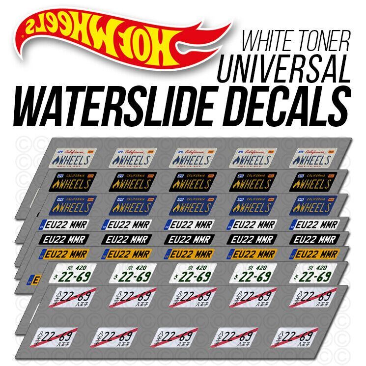 1/64 Scale LICENSE PLATE Custom White Toner Universal WaterSlide Decal Hot Wheel