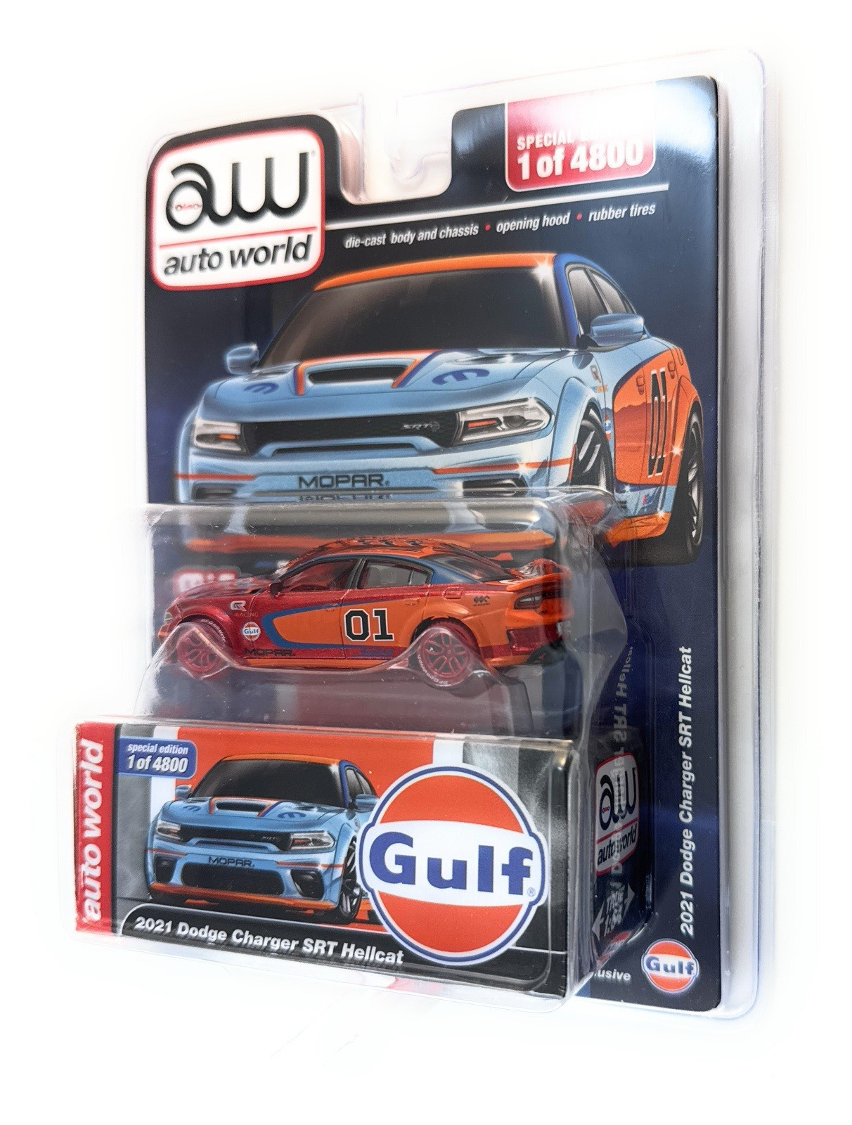 chase AUTOWORLD 1:64 2021 DODGE CHARGER SRT HELLCAT CUSTOM GULF LIVERY CP8084