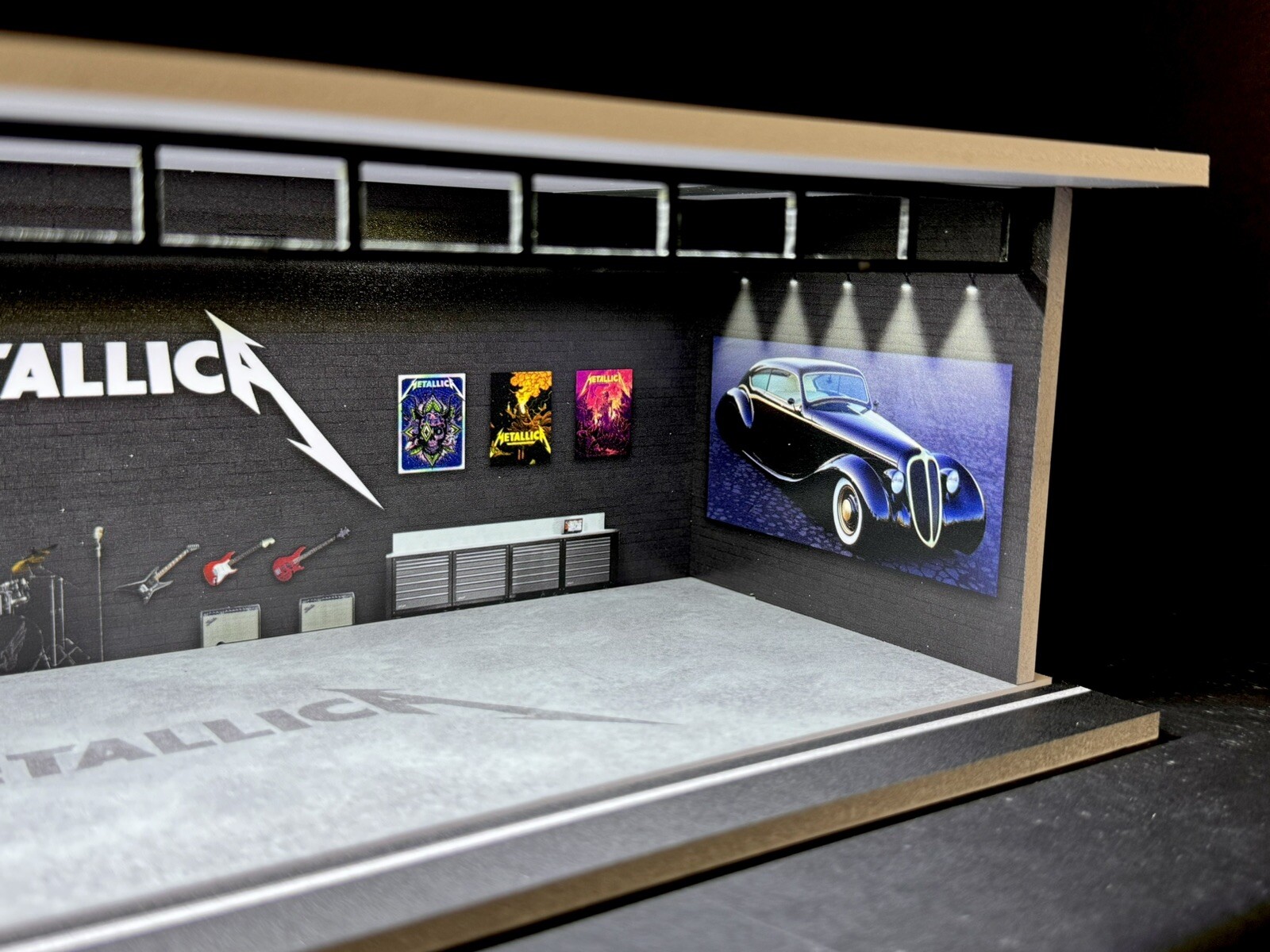 Metallica Interior Theme FOR Hot Wheels 1:64 Model Diorama Garage LED Lighting!
