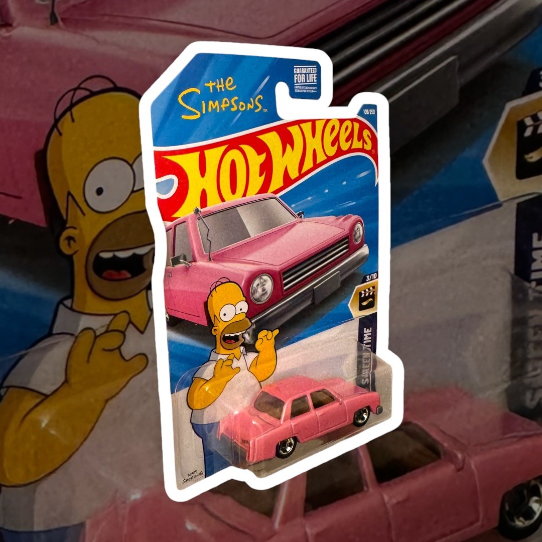 Hot Wheels Simpsons Family Car Pink 1:64 Screen Time Homer TV Series FREE CASE