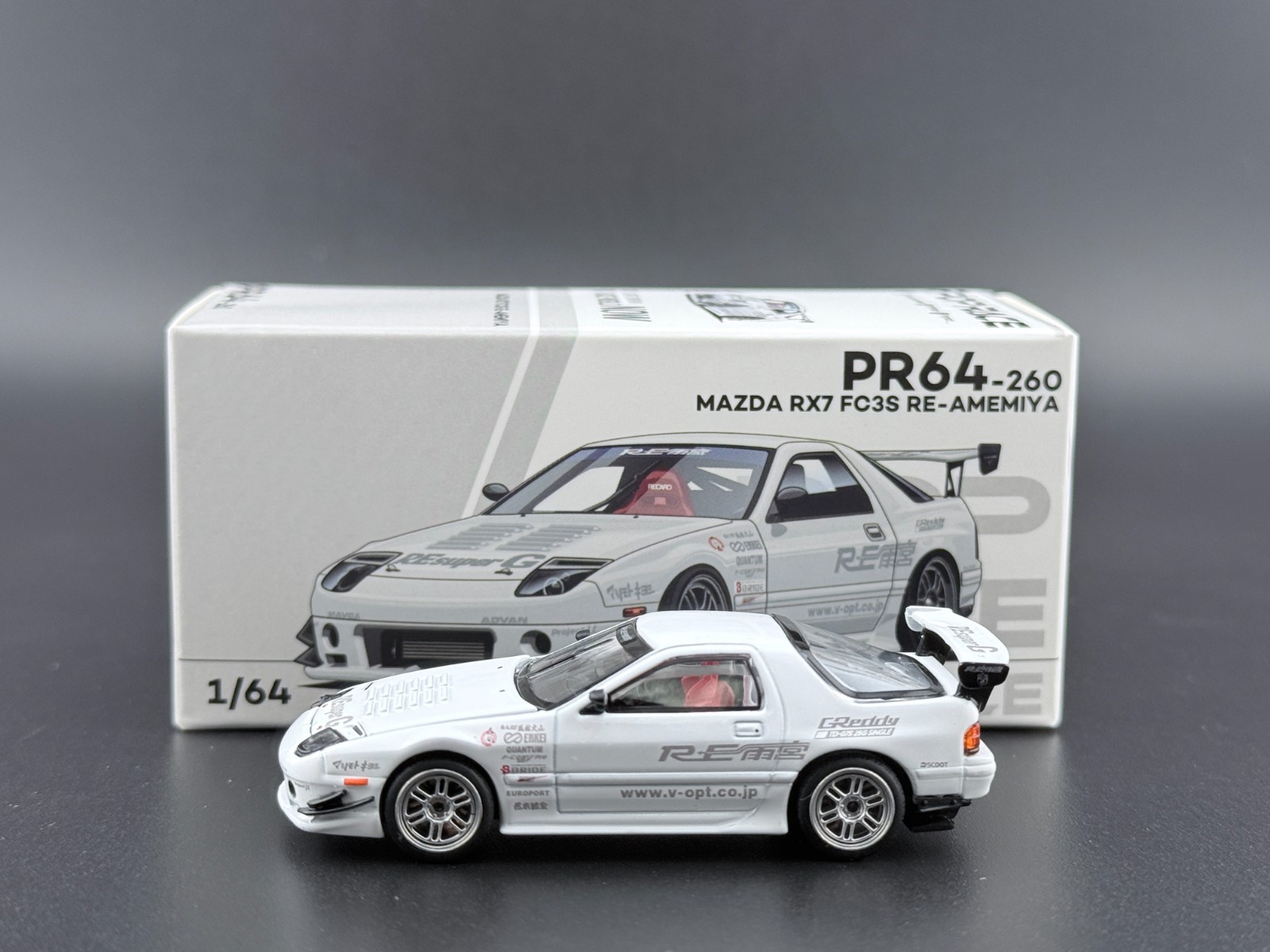 Pop Race Mazda RX7 FC3S RE-Amemiya White 640260 1/64