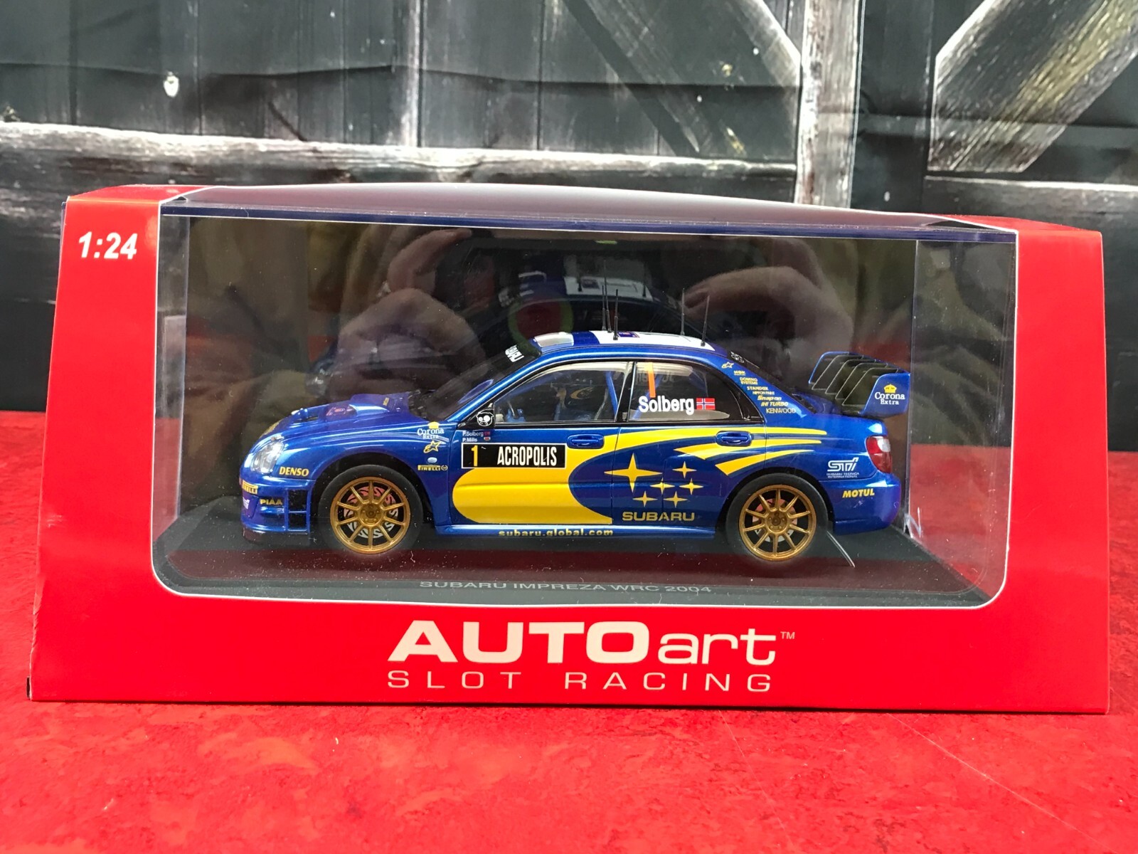 NEW IN BOX Diecast Car Autoart Slot Racing BLUE 2004 SUBARU IMPREZA WRC 1:24