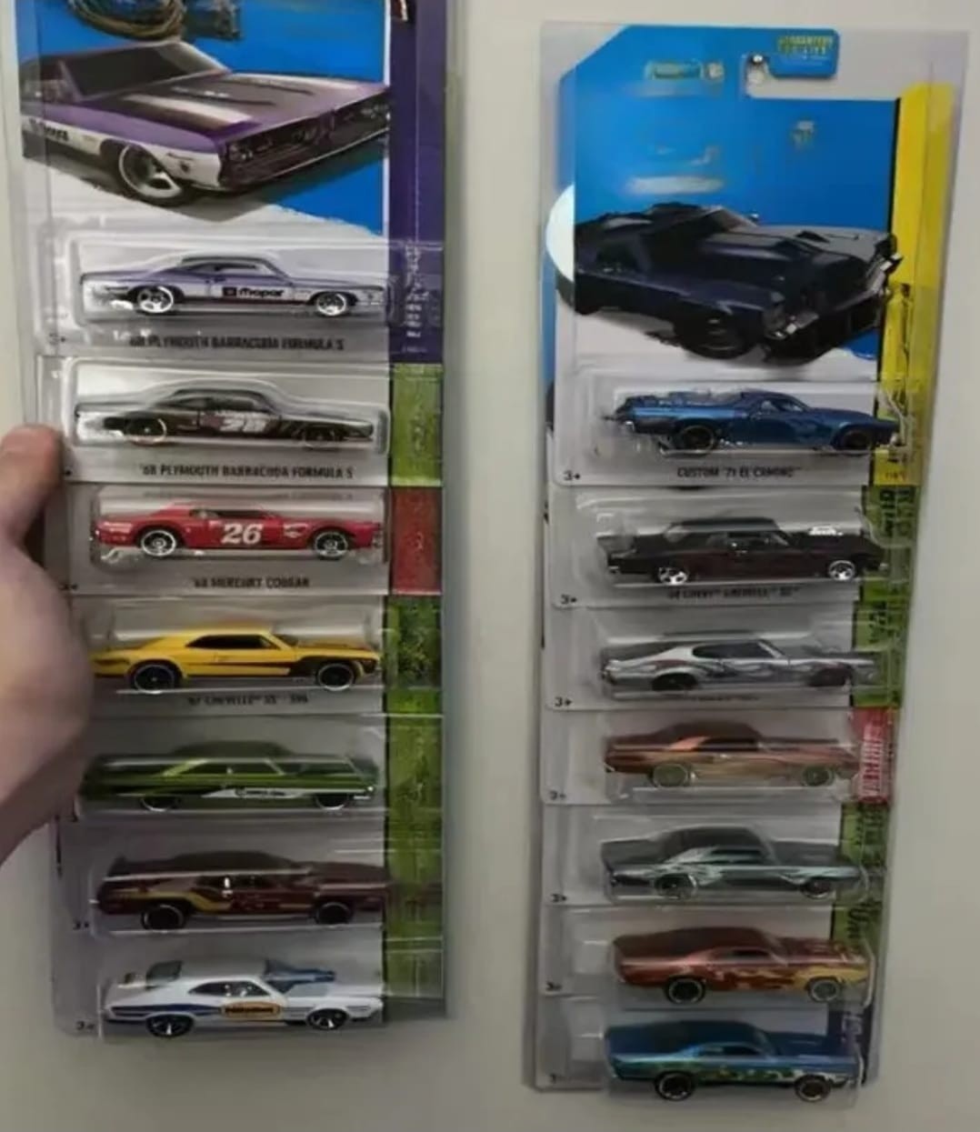 2pcs Car Display Case with Sliding Lid & Folded Edges – Transparent For Wall
