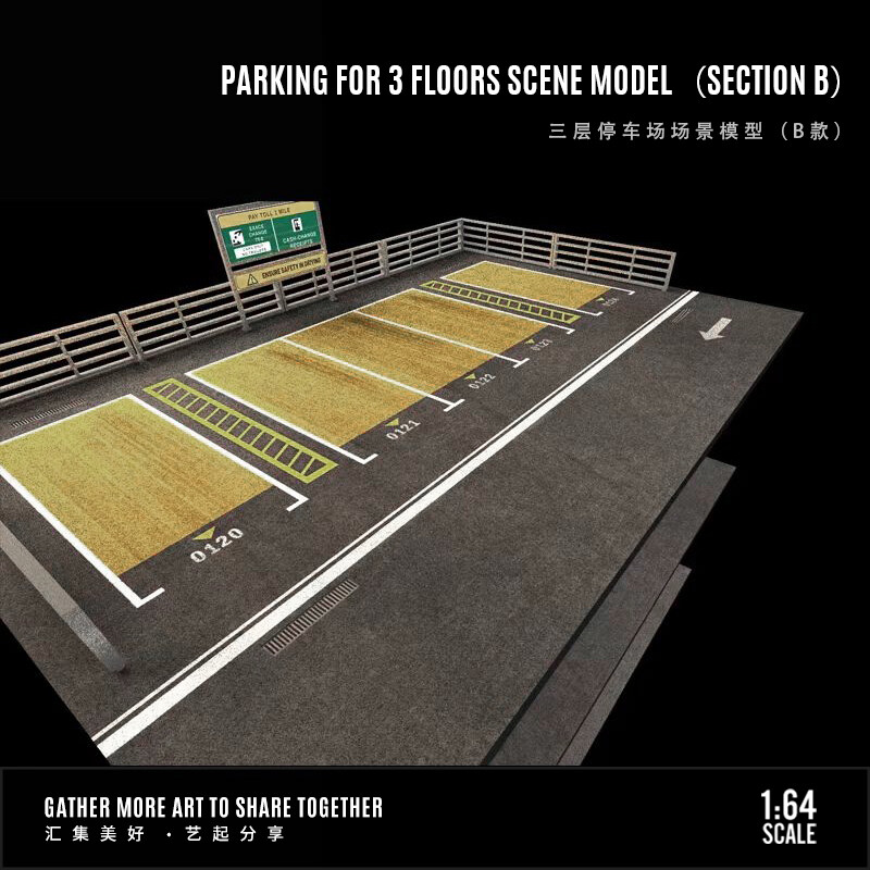 1/64 Diorama Car Garage Model City Street Parking Lot Scene Display Case Toy US