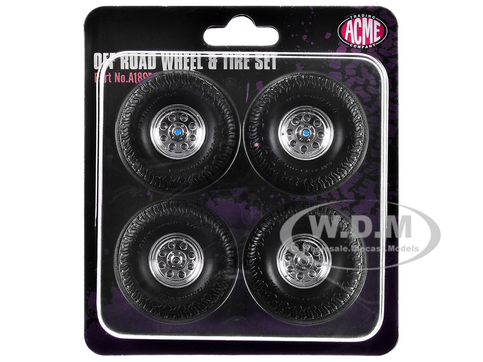 “OFFROAD” 35″ MAG WHEEL & TIRE SET OF 4 PCS FOR 1/18 MODELS BY ACME A1807716W