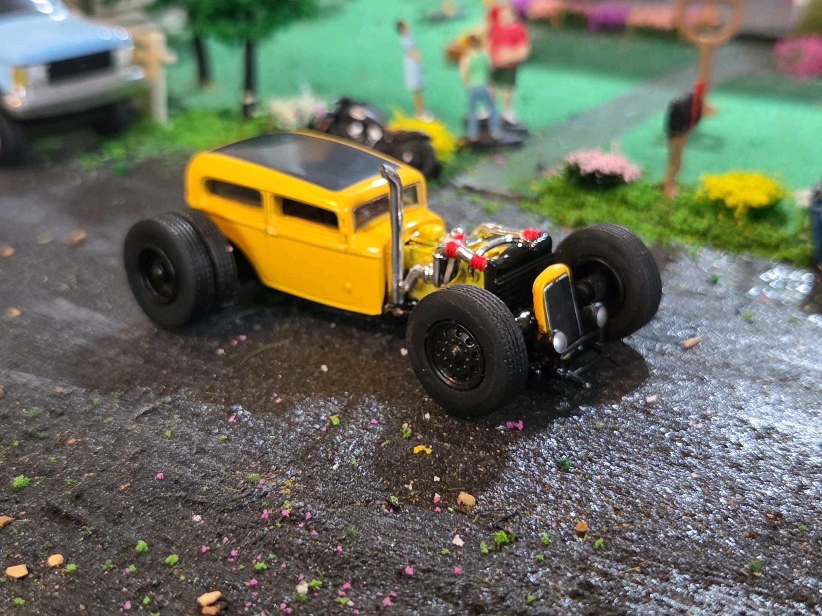 Custom 1:64 street Rat Rod lowered hot FORD chopped panel paddy wagon HotWheels