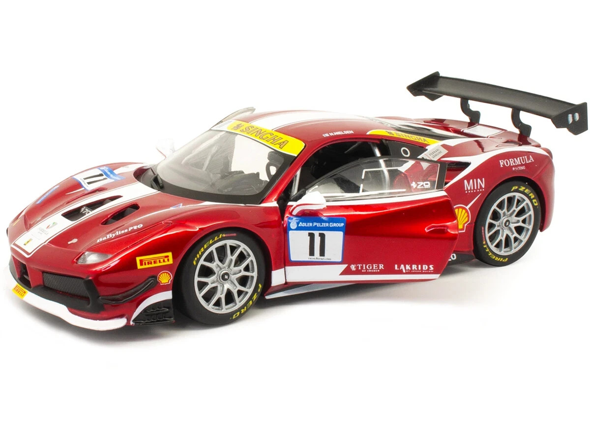 Bburago 1/24 Ferrari 488 Challenge Formula Racing 2017 #11 Candy Red Diecast