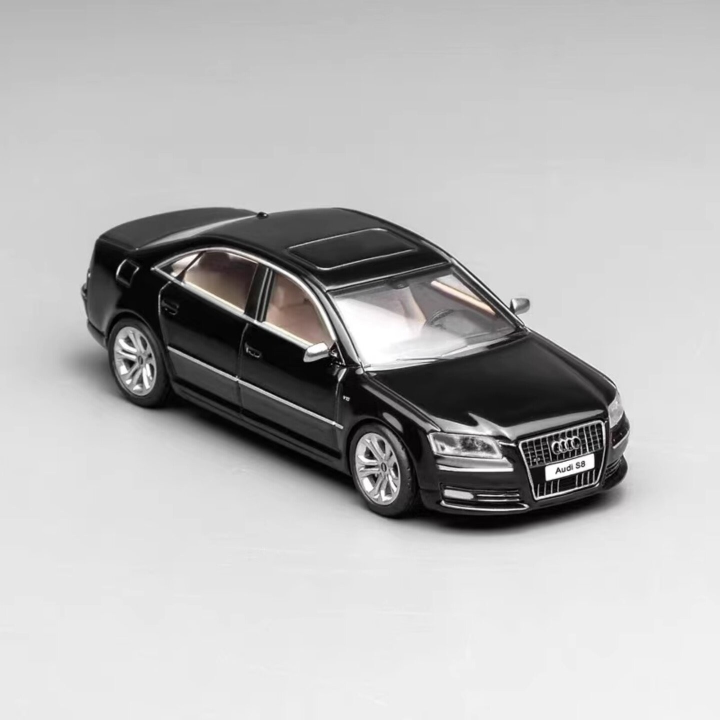 1:64 S8 2008 Black Alloy Diecast Model Car Collectible Gift Display