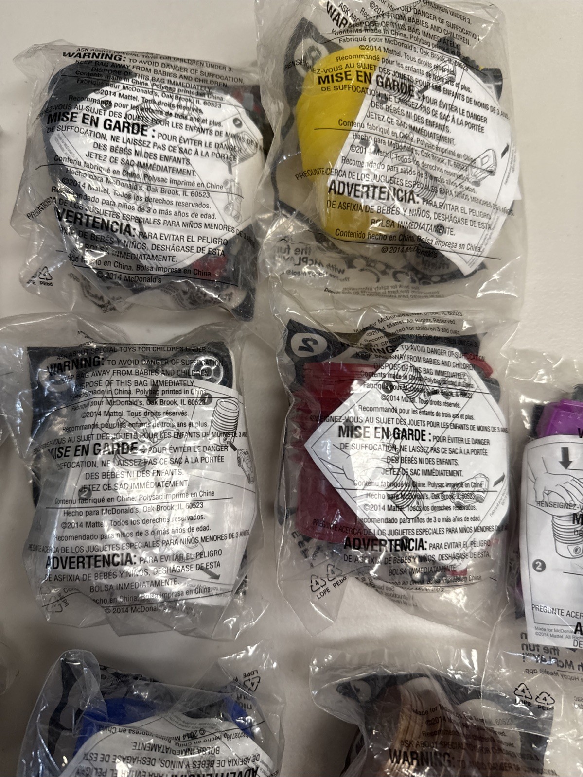 McDonald’s Hot Wheels Plastic Cars Lot 14 Various Years Sealed New