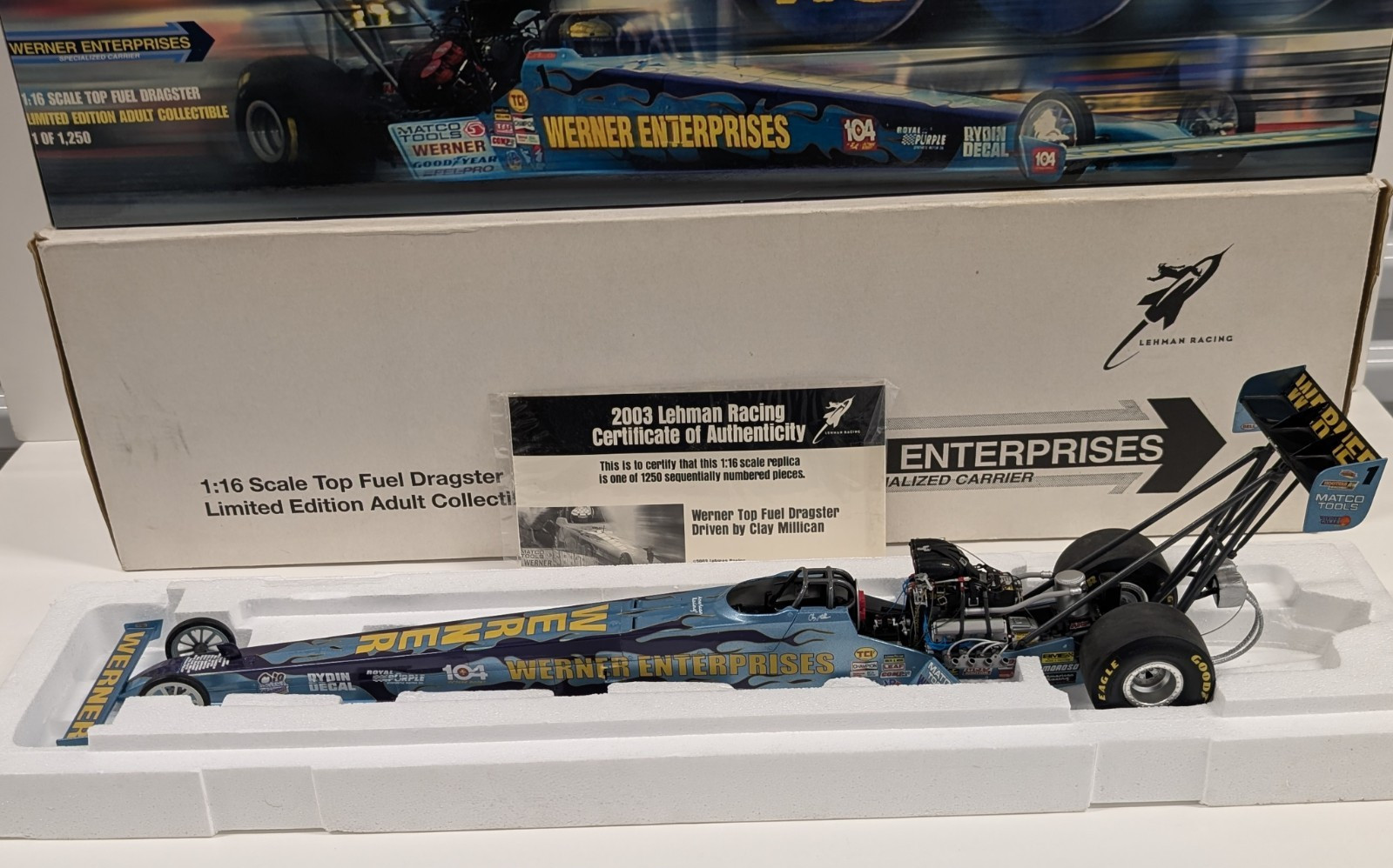 Milestone Werner Enterprises Clay Millican 1/16 Scale Top Fuel Dragster NHRA