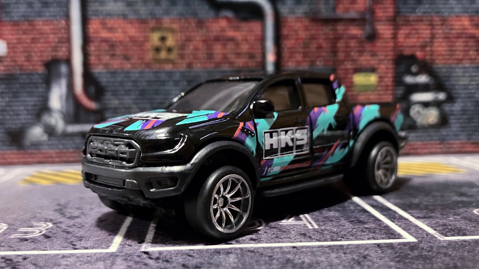 CUSTOM Black ’19 Ford Ranger Raptor • Chrome Real Riders • Hot Wheels • HKS