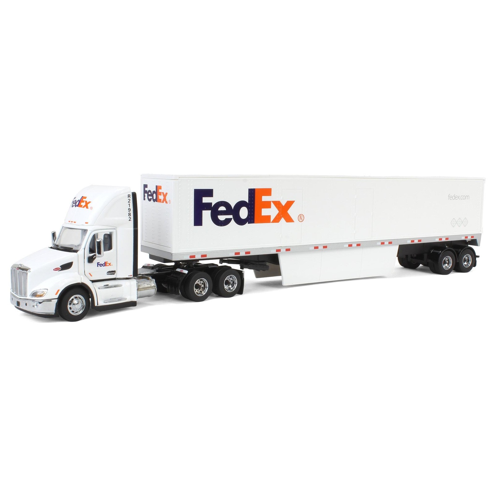 Diecast Masters 1/50 FedEx Peterbilt 579 Day Cab Tandem Axle Cargo Trailer 65160