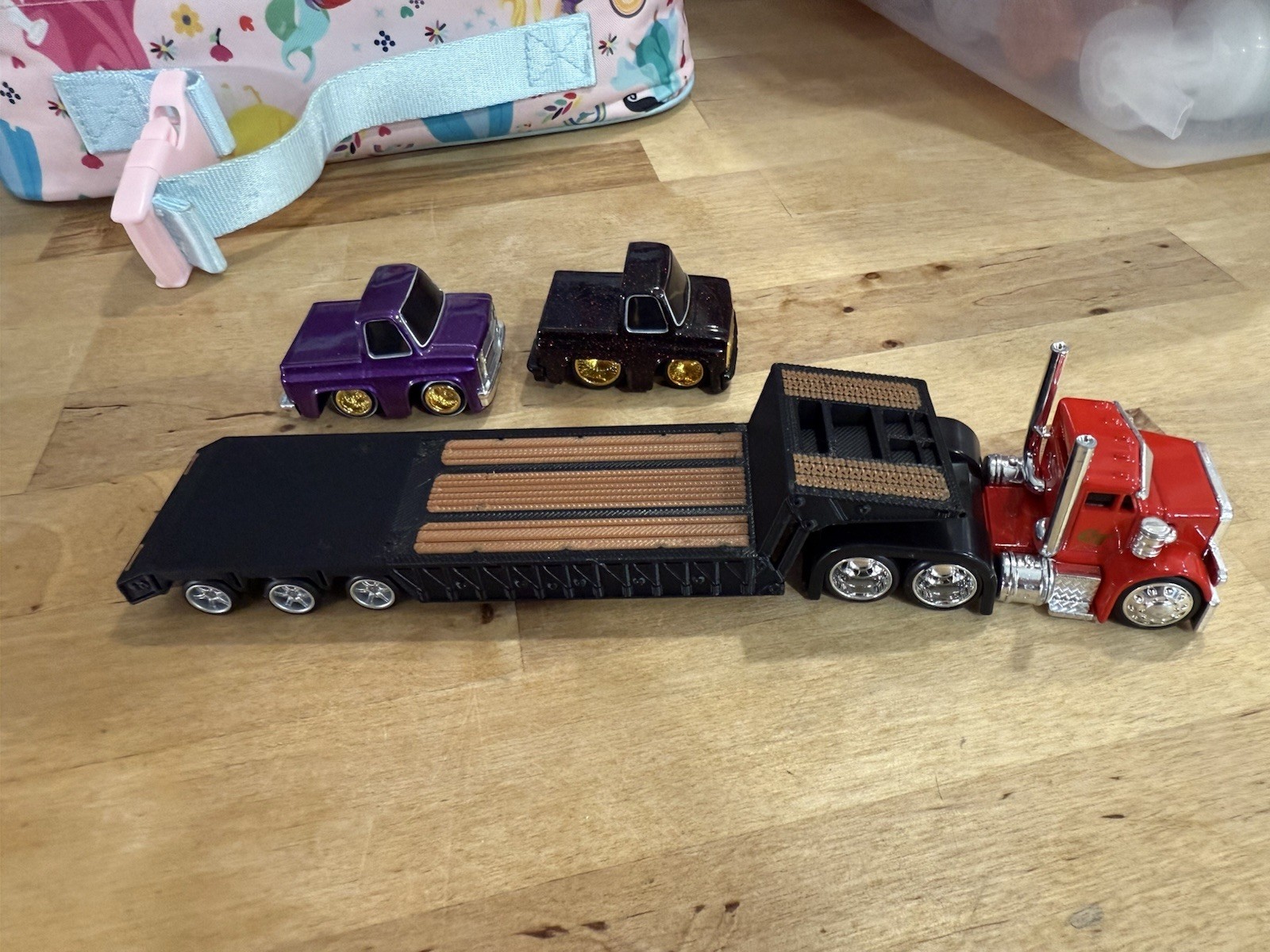 3D Printed Car Tuned Rig 2 Car Trailer 1:64