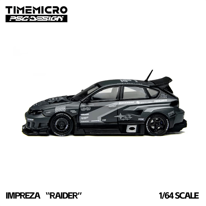 TimeMicro × PSC DESIGN 1:64 Impreza “RAIDER” Grey Diecast Model Car