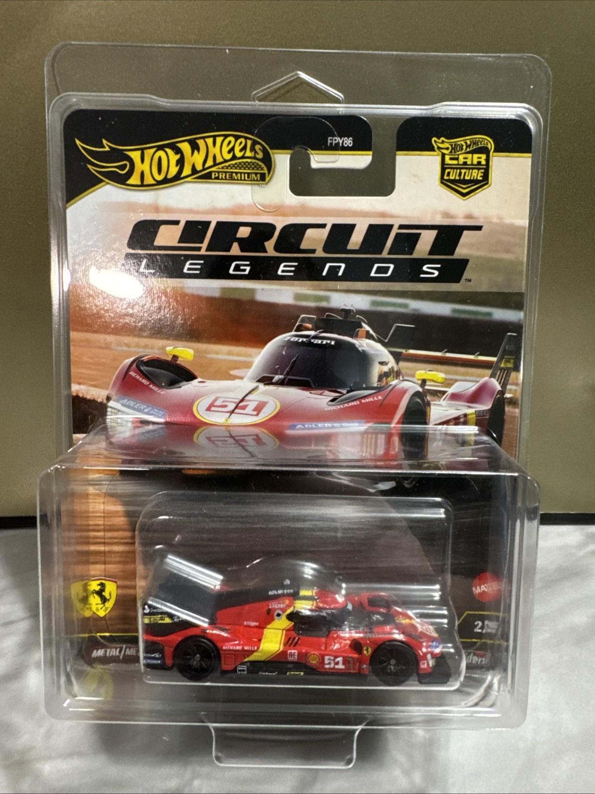 1/64 HOT WHEELS CIRCUIT LEGENDS PREMUIM 2/5 FERRARI 499P #51 RED In Protector