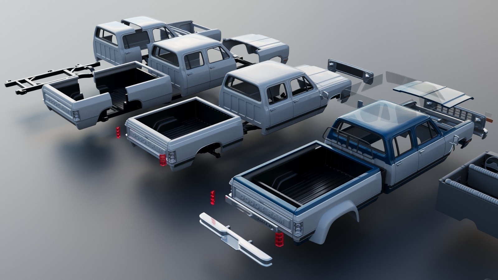 3d printed Dodge Ram W350 Crew Cab Dually 1983 model car collectible replica