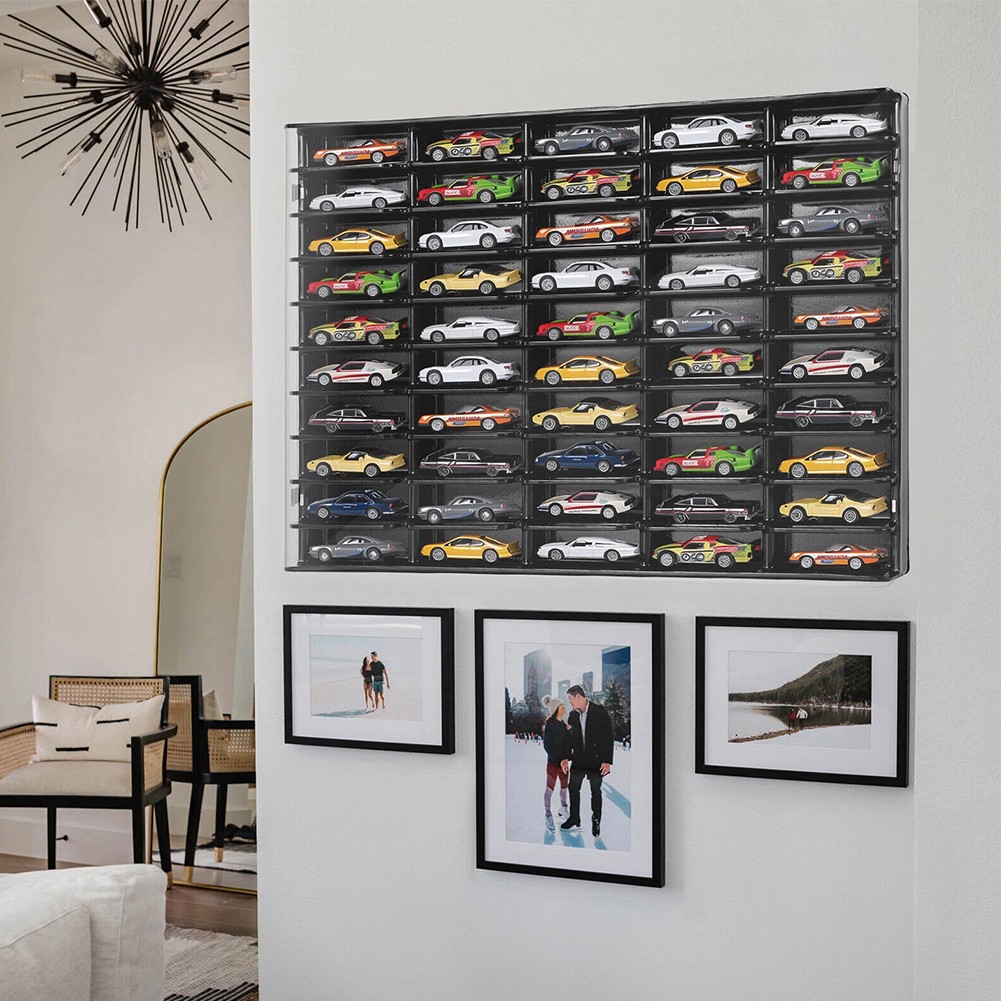 Wall Mounted Display Case Storage Cabinet Shelf For 1/64 Scale Diecast Model Car