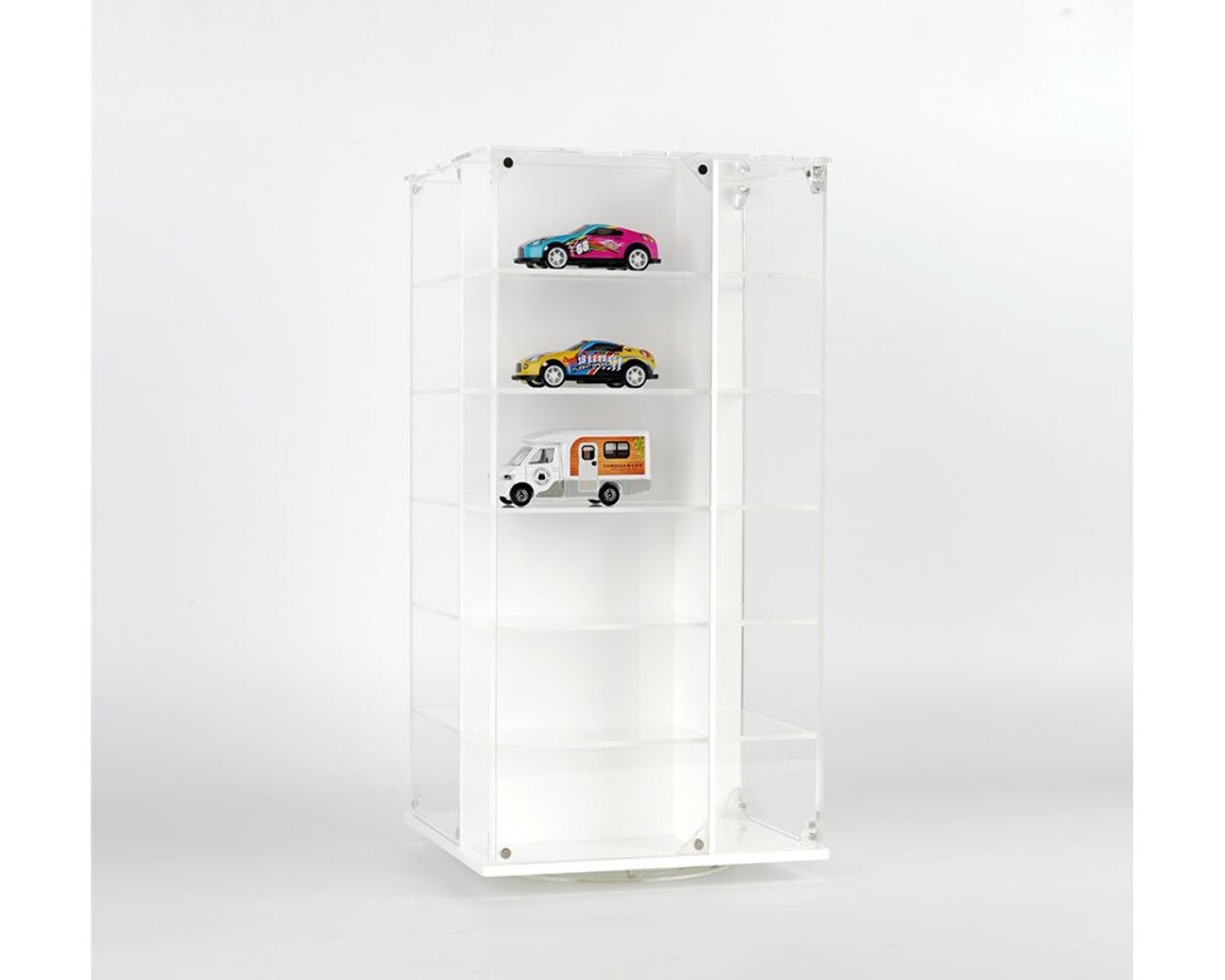 Showcase 1:64 Acrylitower 24-Car Display Desk Top Spinner with Magnetic Covers (