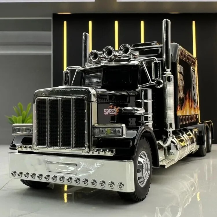 1:24 Diecast Vehicle for Peterbilt Heavy Truck 389 Model Truck Toy Sound Light