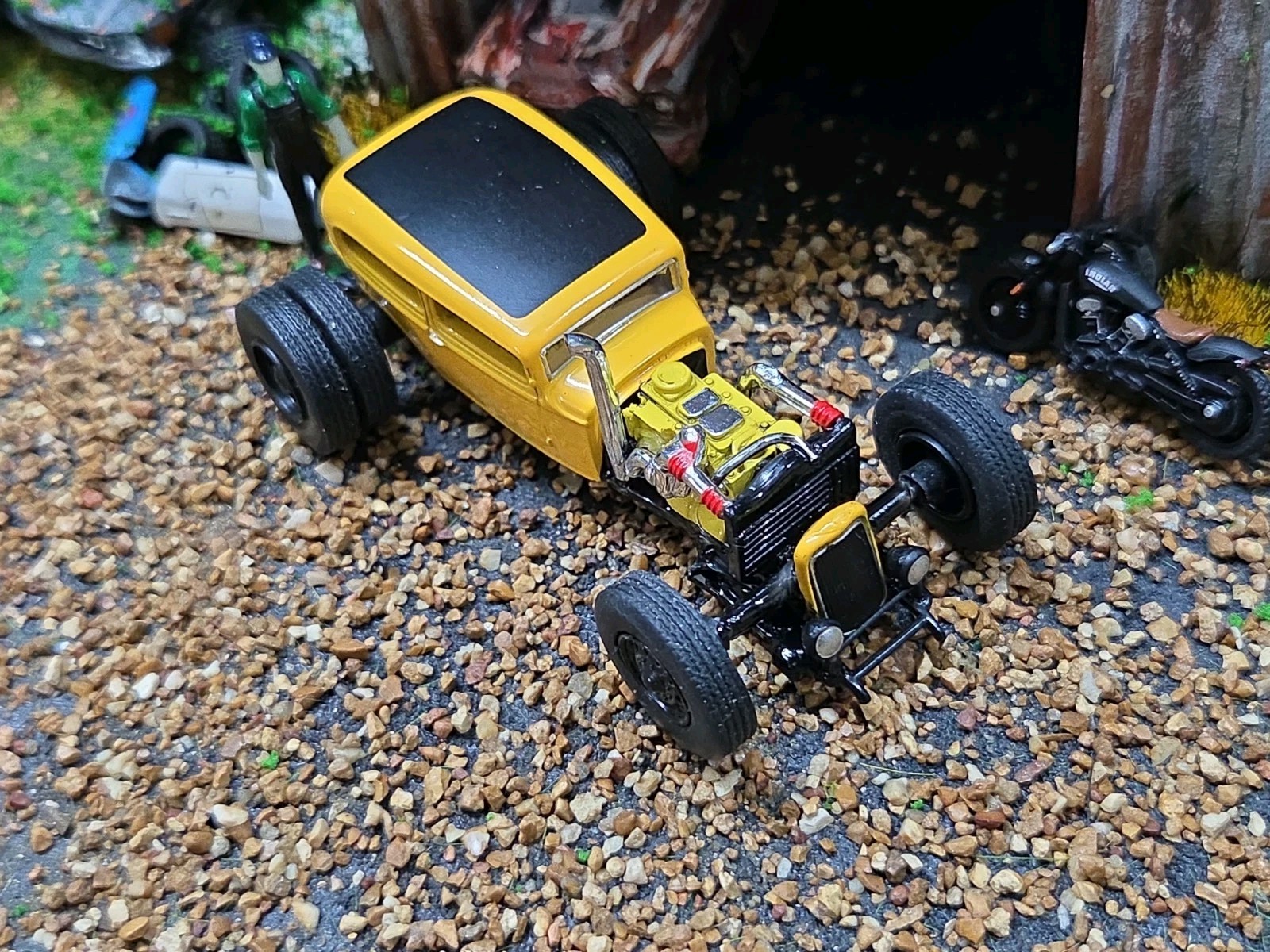 Custom 1:64 street Rat Rod lowered hot FORD chopped panel paddy wagon HotWheels