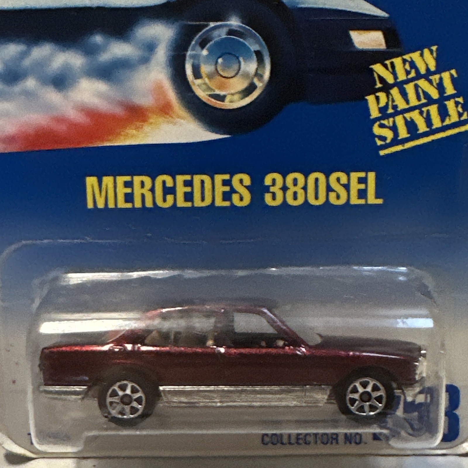Hot Wheels Blue Card 1993 Mercedes-Benz 380SEL Burgundy/Silver 1:64 Unopened