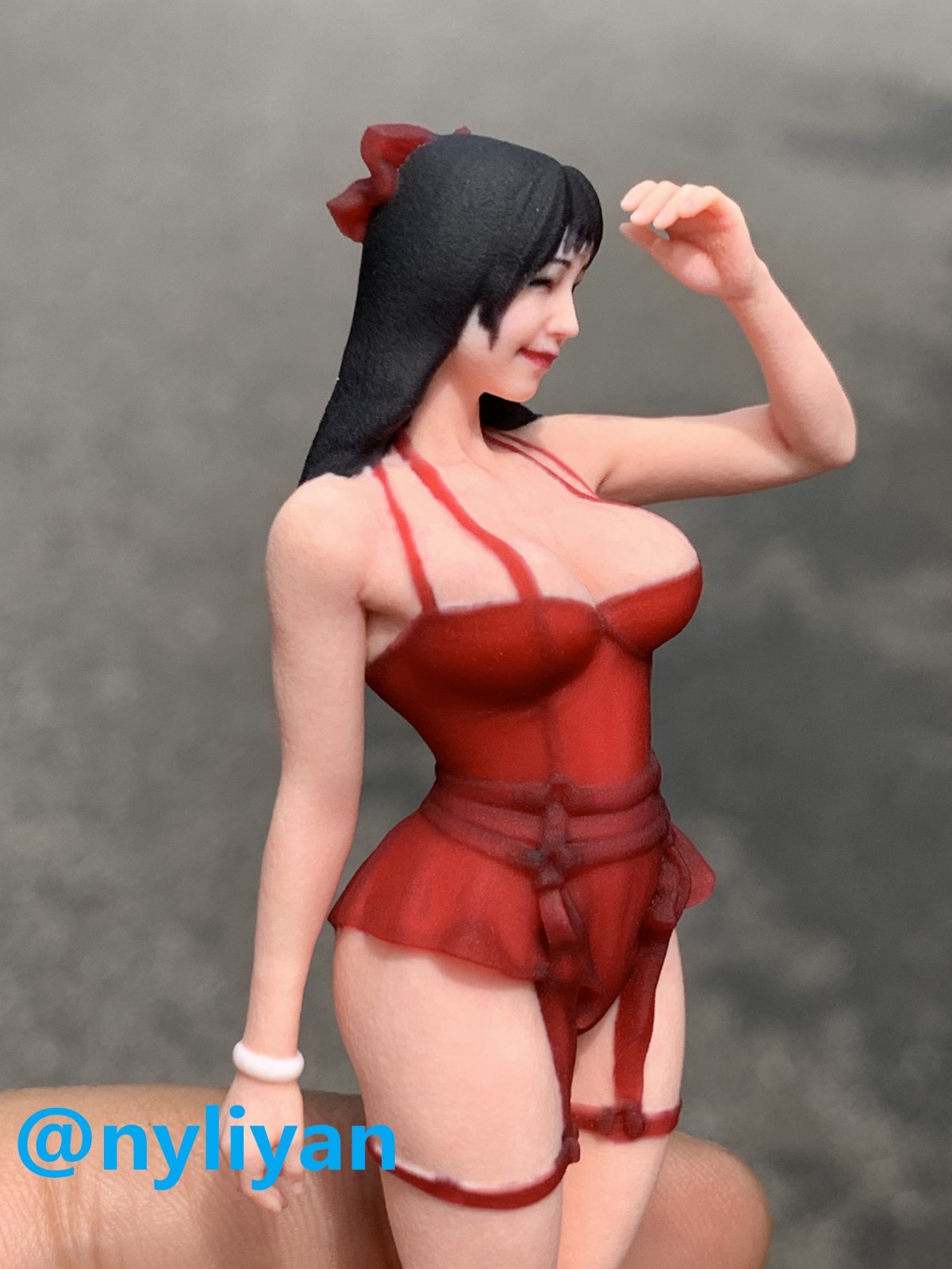 1/12 1/16 1/18 Miniature Smile Red Skirt Beauty Girl Scene Props Figure For Cars