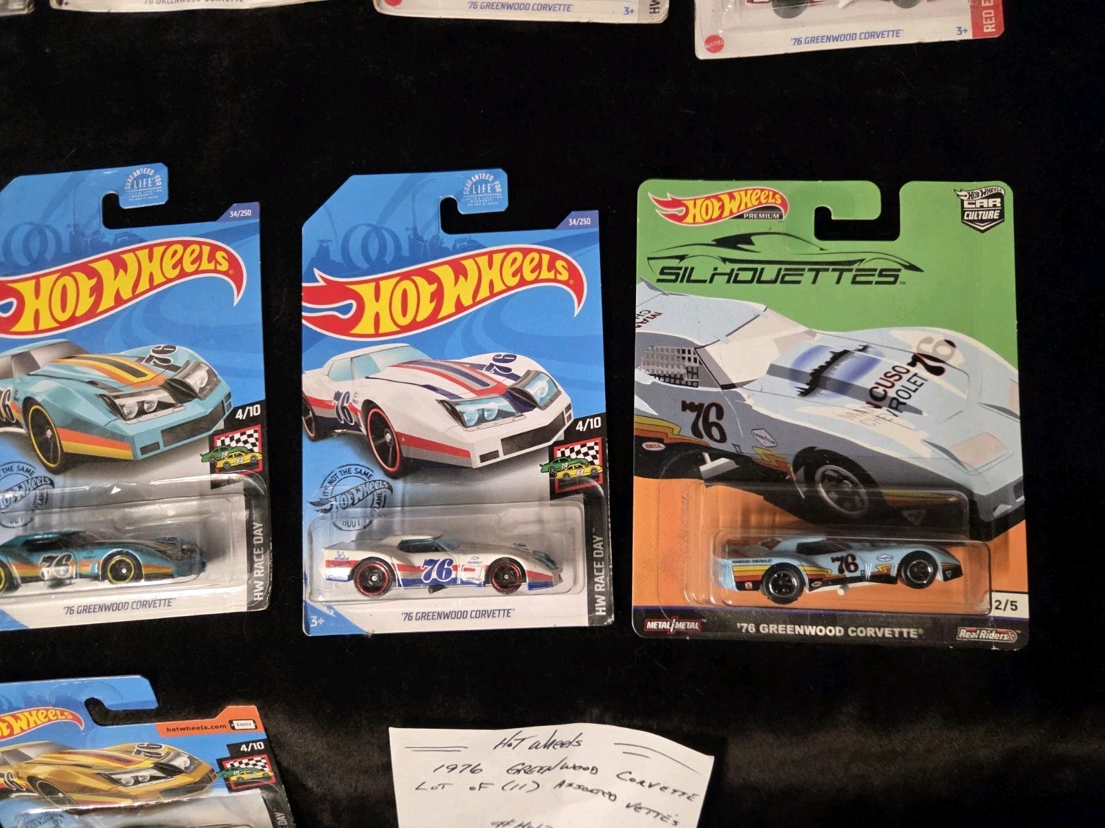 LOT OF (11) Hot Wheels ’76 Greenwood Corvettes HW 1:64 Diecast #HW76GWV