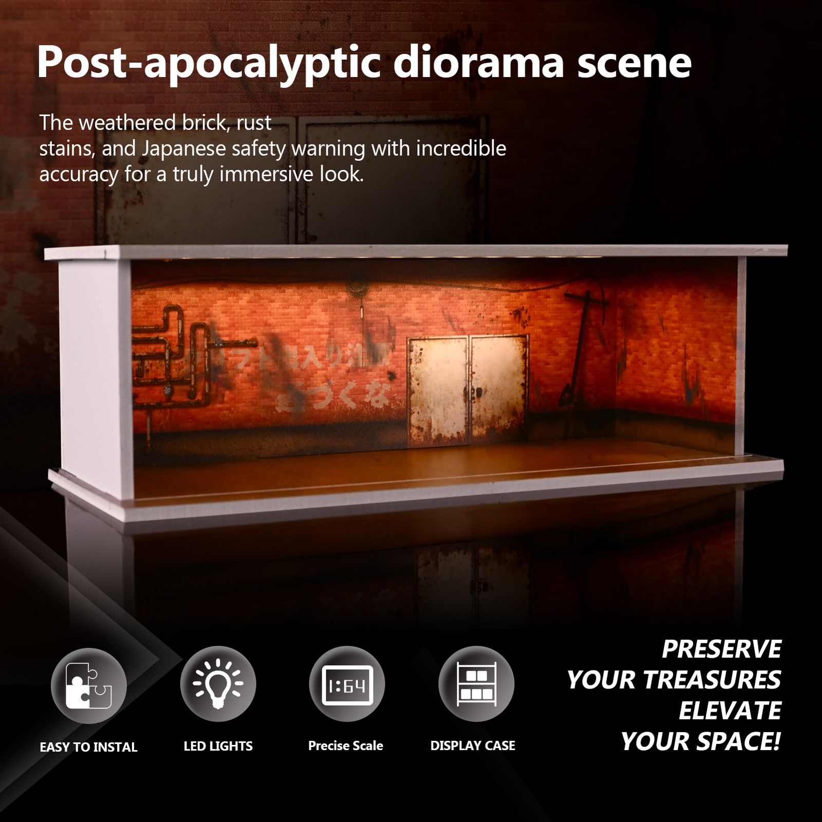 Diorama 1/64 Post-Apocalyptic Garage Model LED Parking Lot Display Case Building