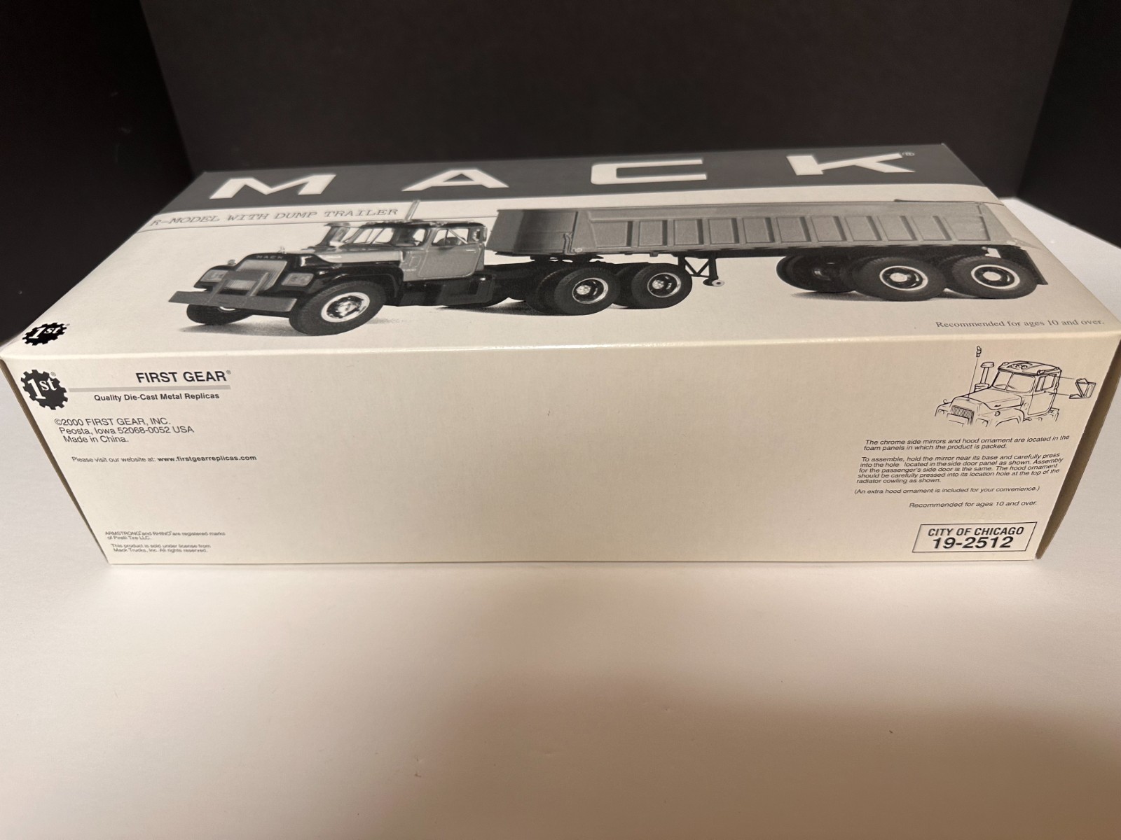 First Gear 19-2512 Mack R-Model & Dump Trailer Chicago Streets & San New In Box
