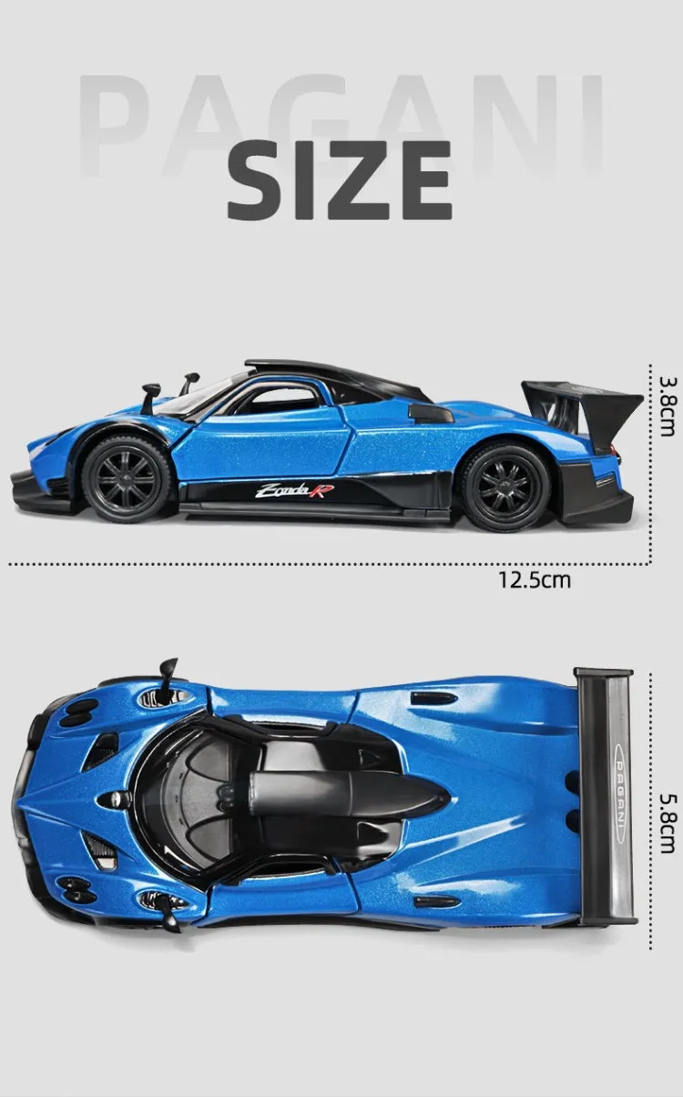1:36 Diecast Pagani Zonda R Model Car Alloy Pull Back Toy Kids Gift