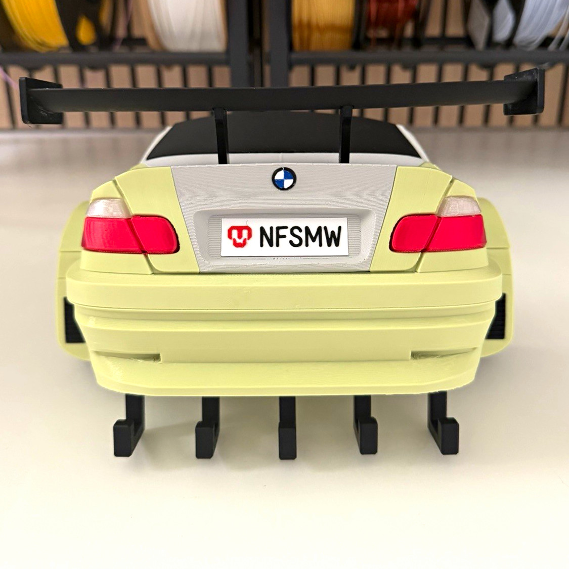BMW M3 GTR 2001 Need for Speed Custom Model Car Yellow Silver Keychain Holder