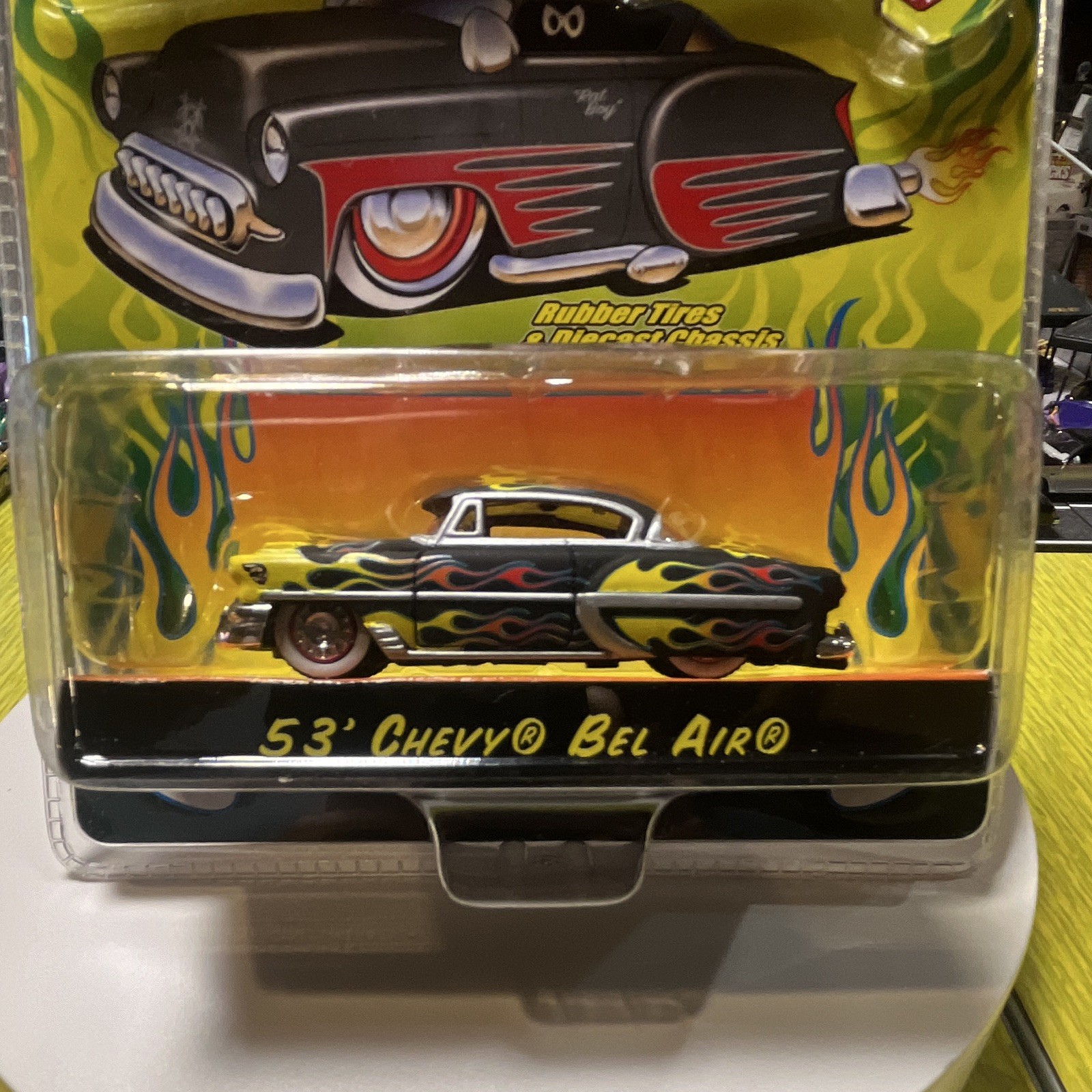 Jada Toys Road Rats 1953 Chevy Bel Air 1:64 Diecast Black/Yellow Flames