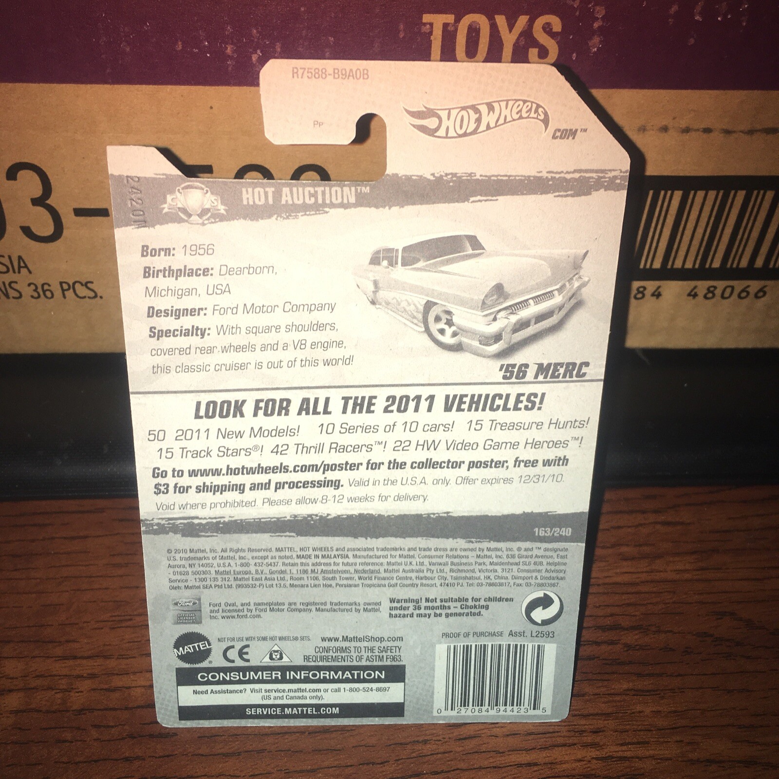 Hot Wheels 1956 ‘56 Merc Mercury Hot Auction Orange Car 1/64 Kmart KDays Color