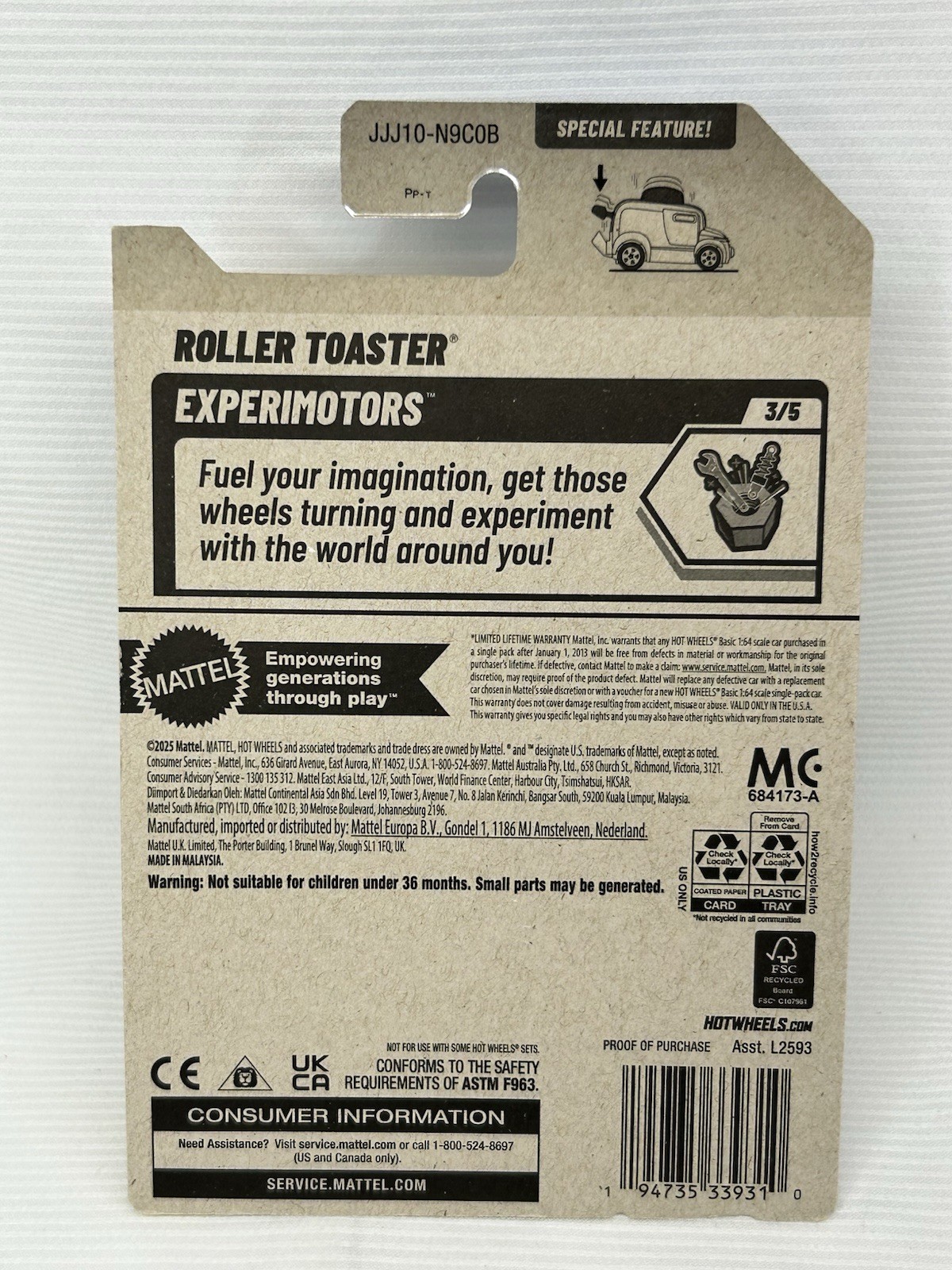 Hot Wheels Roller Toaster #39 Experimotors 3/5 Yellow New 2026