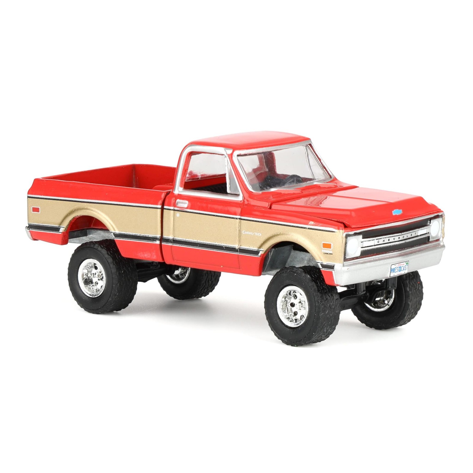 1/64 Lifted 1969 Chevrolet K10 Pickup Truck, Red & Gold, GL, 51687-B